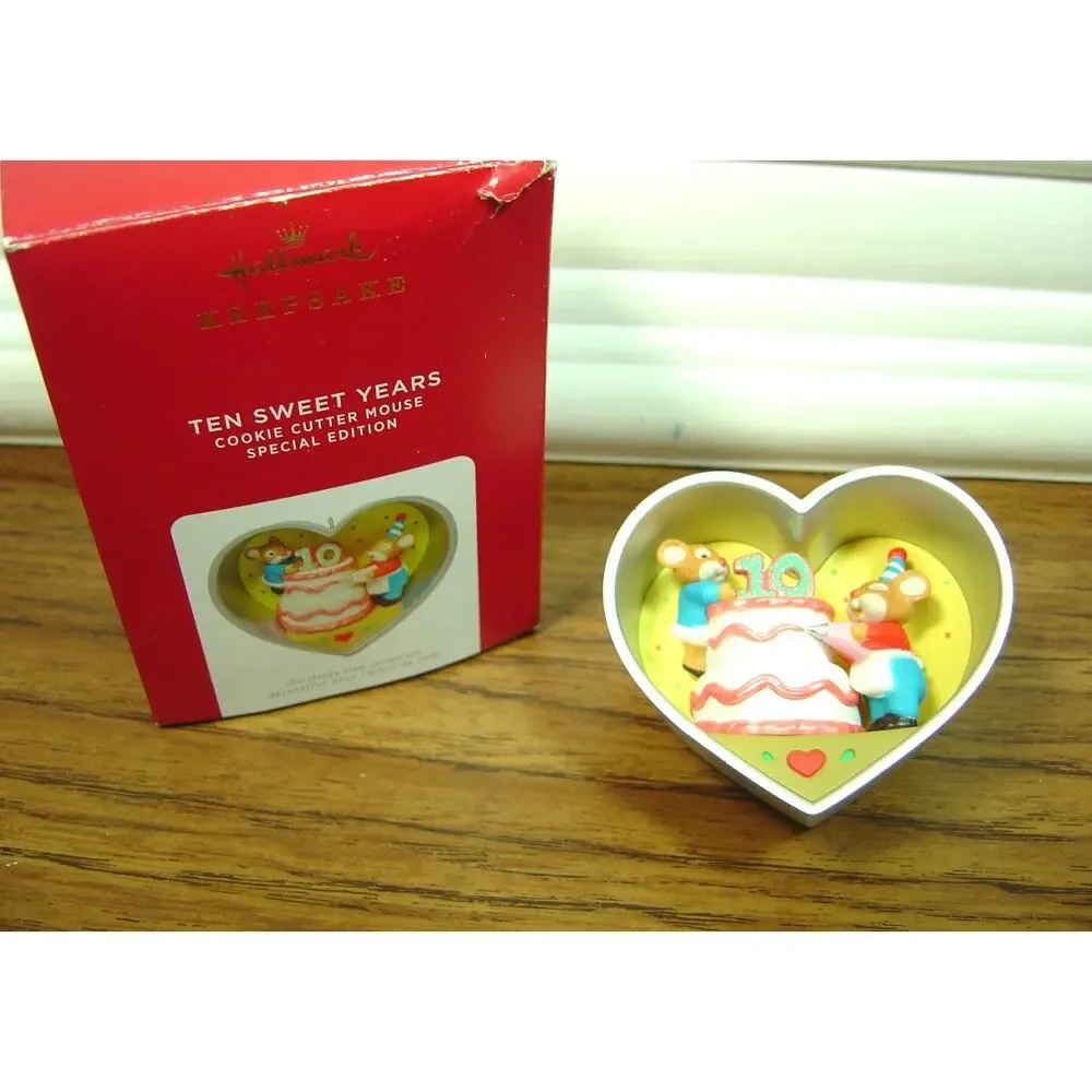 2 HALLMARK ORNAMENTS-COOKIE CUTTER MOUSE-2017 & 2021 SPECIAL EDITION-WITH BOXES